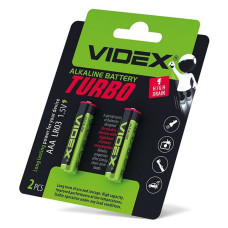 Батарейка Videx Turbo лужна AАA/LR03 мікропальчік блістер 2шт