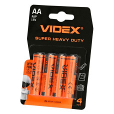 Батарейка Videx сольова AA/R6P пальчик блістер 4шт