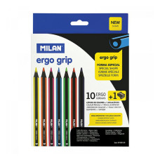 Набір кольорових олівців Milan 07229110 Ergo grip 10 кольорів плюс точилка