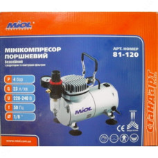 Мінікомпресор Miol 81-120 безмасл. для аерографії автостоп 2.8-4 бар з фільтром і редуктором
