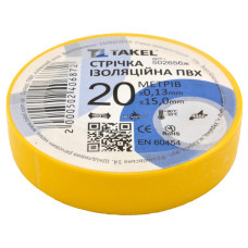 Ізолента ПВХ Takel 0.13х15мм 20м жовта