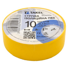 Ізолента ПВХ Takel 0.13х19мм 10м жовта