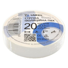 Ізолента ПВХ Takel 0.13мм х 15мм х 20м 10шт біла