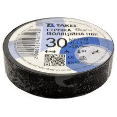 Ізолента ПВХ Takel 0.13х19мм 30м чорна