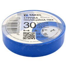 Ізолента ПВХ Takel 0.13х19мм 30м синя
