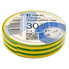 Ізолента ПВХ Takel 0.13х19мм 30м жовто-зелена