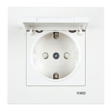 Розетка Viko Karre 0012 із заземленням і кришкою біла