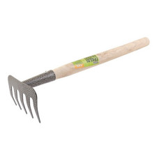Граблі садові Mastertool 14-6196 з подовженою дерев'яною ручкою 5 зубів 375x95мм