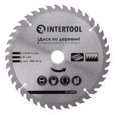 Диск пильний по дереву Intertool CT-3023 з твердосплавними напайками 210х30мм 40 зуб'їв 6800об/мин