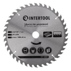 Диск пильний по дереву Intertool CT-3051 з твердосплавними напайками 250х30мм 40 зуб'їв 5400об/мин