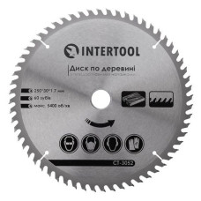 Диск пильний по дереву Intertool CT-3052 з твердосплавними напайками 250х30мм 60 зуб'їв 5400об/мин