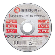 Круг відрізний по металу Intertool CT-4003 115х1.6х22.2мм