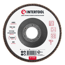 Диск шліфувальний пелюстковий Intertool BT-0108 115х22мм зерно K80