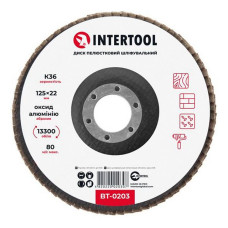 Диск шліфувальний пелюстковий Intertool BT-0203 125х22мм зерно K36