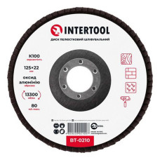 Диск шліфувальний пелюстковий Intertool BT-0210 125х22мм зерно K100