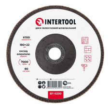 Диск шліфувальний пелюстковий Intertool BT-0230 180х22мм зерно K100