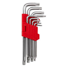 Набір Г-образних ключів Intertool HT-0606 TORX з отвором Т10-Т50 Cr-V Big 9шт