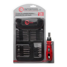 Викрутка реверсіонна Intertool VT-1026 з комплектом насадок 26шт