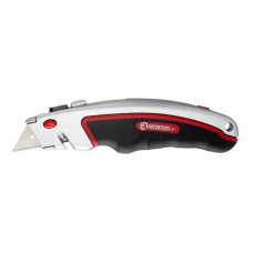 Ніж Intertool HT-0516 з висувним трапецевидним лезом металевий корпус прогумований.