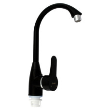 Змішувач для кухні Plamix Mario-011 Black вухо на гайці без підведення пластиковий Змішувач для кухні Plamix Mario-011 Black вухо на гайці без підведення пластиковий