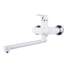 Змішувач для ванни Plamix Oscar 006 Euro-White довгий без шланга та лійки пластиковий картридж 35мм