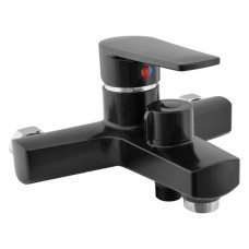 Змішувач для ванни Plamix Oscar-009 EURO короткий без шланга та лійки пластиковий картридж чорний