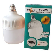 Світлодіодна лампа Flash Т100 30W 6400K 3000lm E27 холодне світло