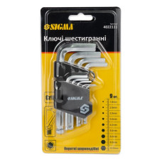 Ключі 6-гранні Sigma 402211 9шт 1.5-10мм CrV короткі (куля)