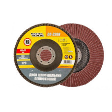 Диск шліфувальний пелюстковий конусний Mastertool 08-3208 Т29 зерно 80 125x22мм Диск шліфувальний пелюстковий конусний Mastertool 08-3208 Т29 зерно 80 125x22мм