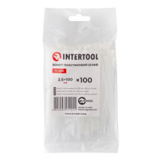 Кабельна стяжка INTERTOOL TC-2510 замикаюча нейлонова 2.5x100мм 100шт білий