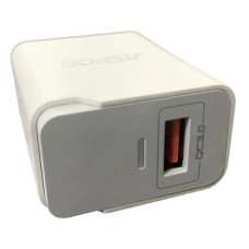 Мережевий зарядний пристрій Aspor A822 Fast Charger 18W QC3.0 1USB/3A білий Мережевий зарядний пристрій Aspor A822 Fast Charger 18W QC3.0 1USB/3A білий