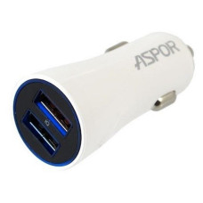 Автомобільний зарядний пристрій Aspor A902C 5V/2.4A 2USB плюс Lightning кабель білий