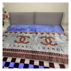 Плед-покривало євро велсофт Chanel 200x220см сіро-фіолетовий