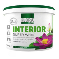 Фарба акрилова Flora colour інтер'єрна 7кг ультрабіла