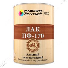 Лак ПФ-170 Днепр-Контакт для зовнішніх робіт 0.7кг бляшана банка