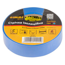Ізолента ПВХ Sigma 8411411 Premium 0.13х19мм 20м синя