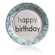 Тарілки Happy Birthday паперові одноразові 18см 10шт блакитний