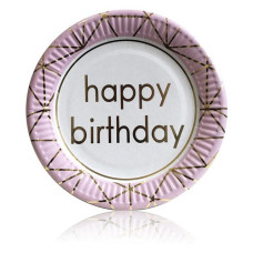 Тарілки Happy Birthday паперові одноразові 18см 10 шт рожеві