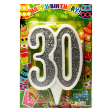 Свічка ювілейна цифра 30 серебро 9см