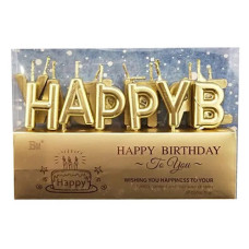 Свічки для торта Happy Birthday золото