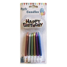 Свічки для торта Happy Birthday хром асорті