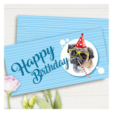 Конверт для грошей Happy Birthday з бульдогом