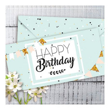 Конверт для грошей Happy Birthday блакитний