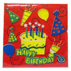 Серветки паперові Happy Birthday двошарові з тортиком 20штук
