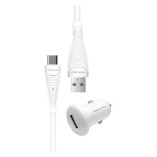 Автомобільний зарядний пристрій WUW T21 1USB 1A плюс кабель Type-C білий Автомобільний зарядний пристрій WUW T21 1USB 1A плюс кабель Type-C білий