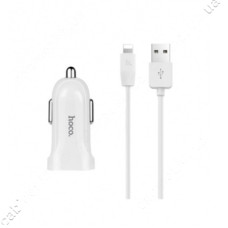 Автомобільний зарядний пристрій Hoco Z2 5V / 1.5А 1 USB plus Lightning кабель білий