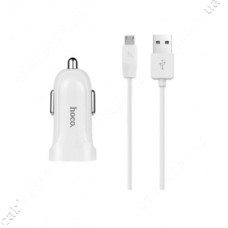 Автомобільний зарядний пристрій Hoco Z2 5V / 1.5А 1 USB plus Micro USB кабель білий