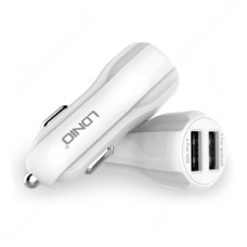 Автомобільний зарядний пристрій Ldnio C331 5V / 3.4А 2 USB plus Lightning кабель білий