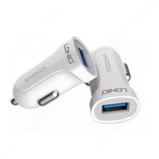 Автомобільний зарядний пристрій Ldnio DL-C17 5V / 1А 1 USB plus Lightning кабель білий