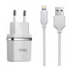 Мережевий зарядний пристрій Hoco C11 1A 1USB плюс кабель Lightning USB білий